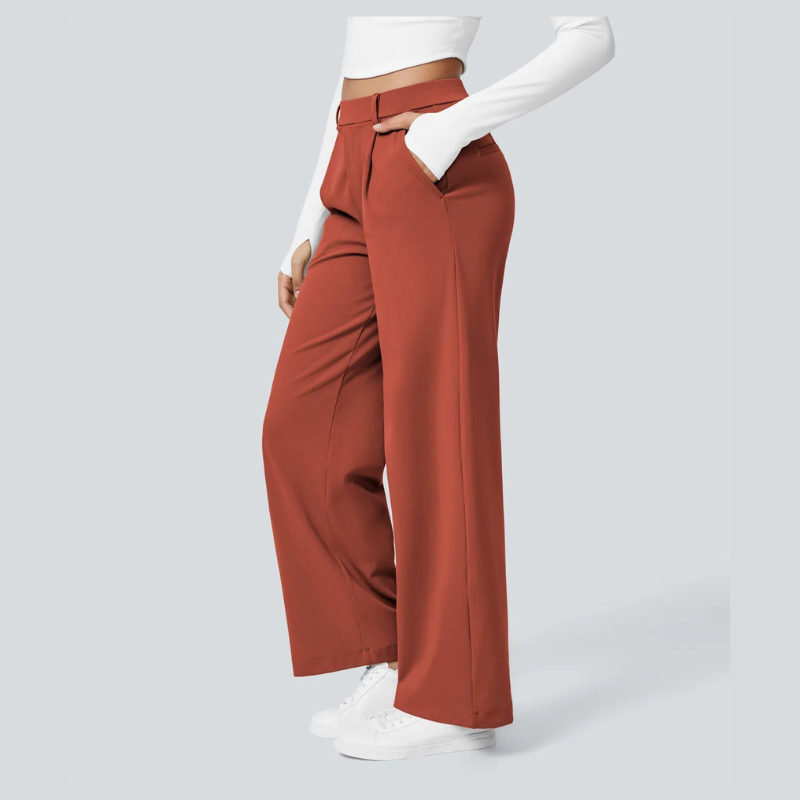 High-Waist Straight-Leg Work Pants Set